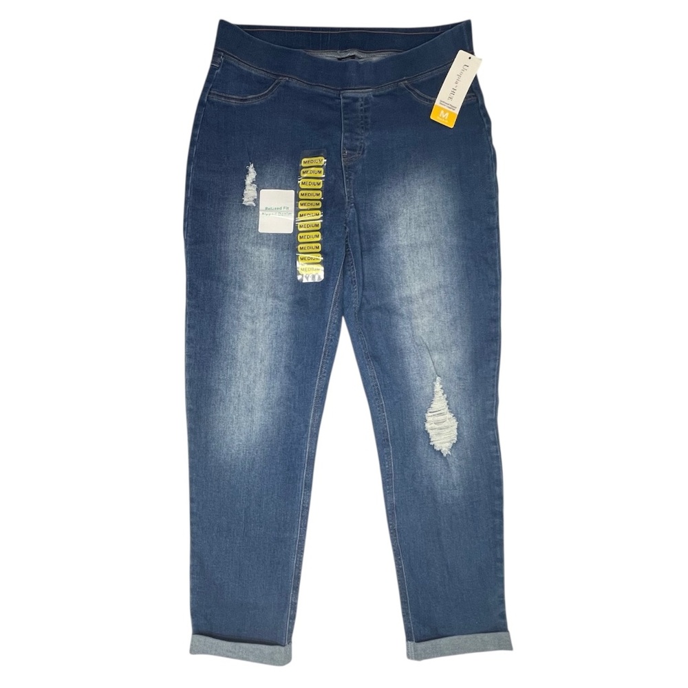 Utopia By Hue Girlfriend Distressed Ripped Denim Leggings M 8/10